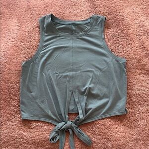Sleeveless Tie-Front Crop Top in Sage Green